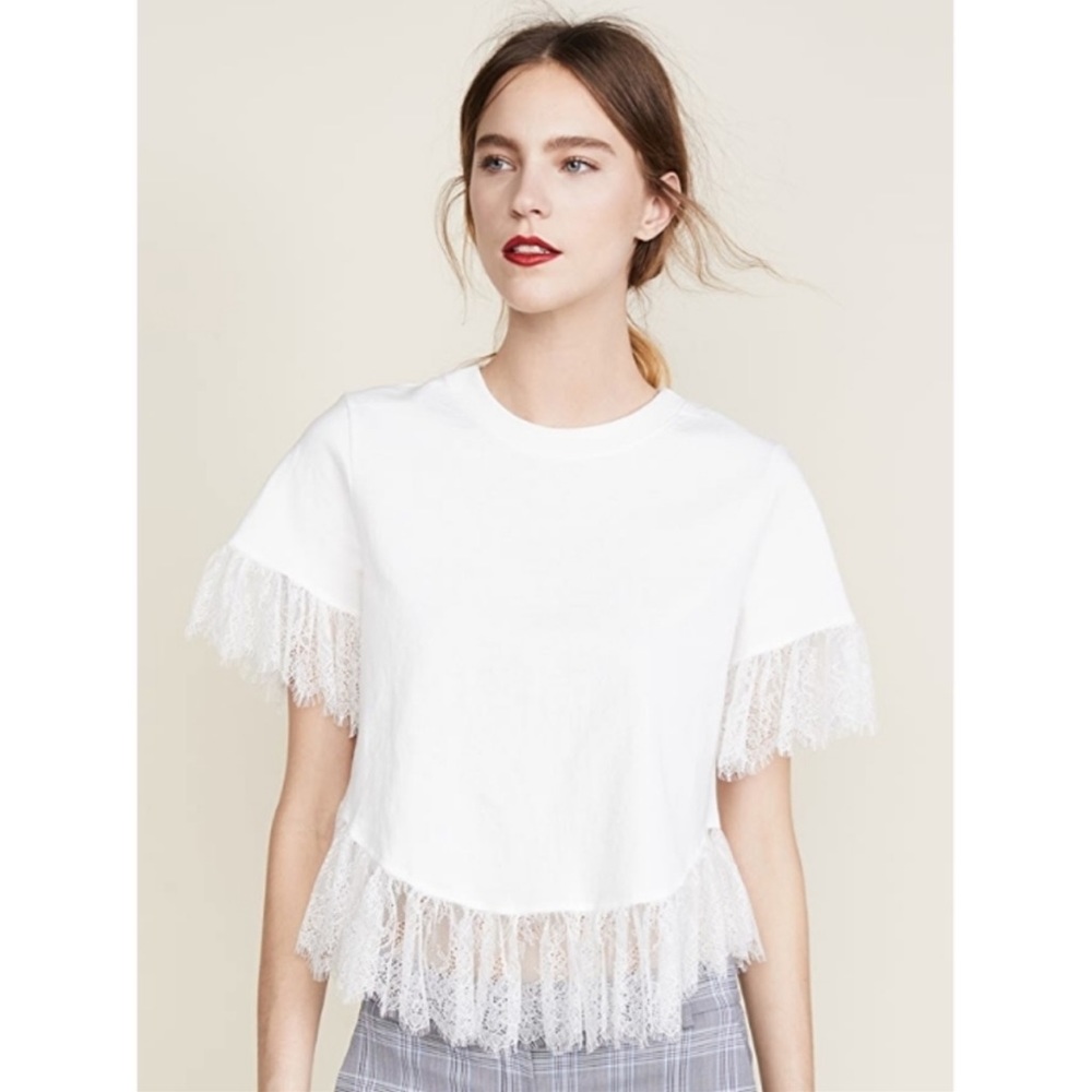Cinq a Sept | Lace Trim Voleta Top - Ivory